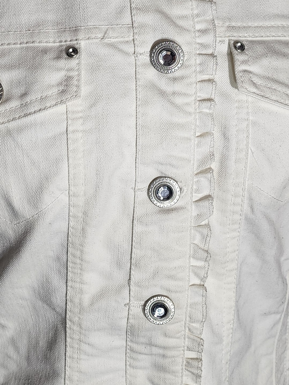 Christopher & Banks Jacket Denim Women's Button-Up Off-White Size M - Picture 12 of 14